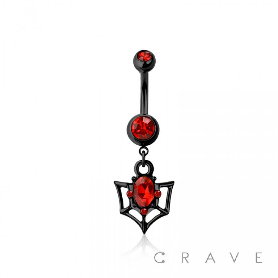 CRAVE - Wholesale Belly Ring - 316L SURGICAL STEEL MULTI CZ WEB WING DANGLE BELLY BUTTON0