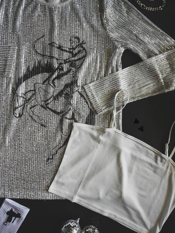 2 Fly Co - Wholesale Screen Printed T-Shirt - Women's - SEQUIN SADDLES