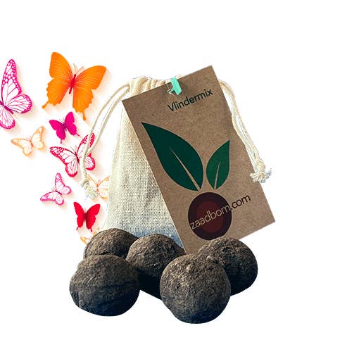 Zaadbom - Wholesale Plant Seeds - 5 Seed Bombs In Jute Bags Butterfly Mix