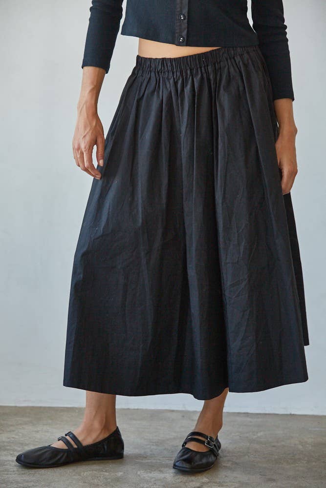 By Together - Wholesale Skirt - Women's - L8829B | Woven Cotton Elastic Waist Flare Midi Skirt 3