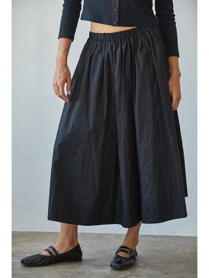 By Together - Wholesale Skirt - Women's - L8829B | Woven Cotton Elastic Waist Flare Midi Skirt 3