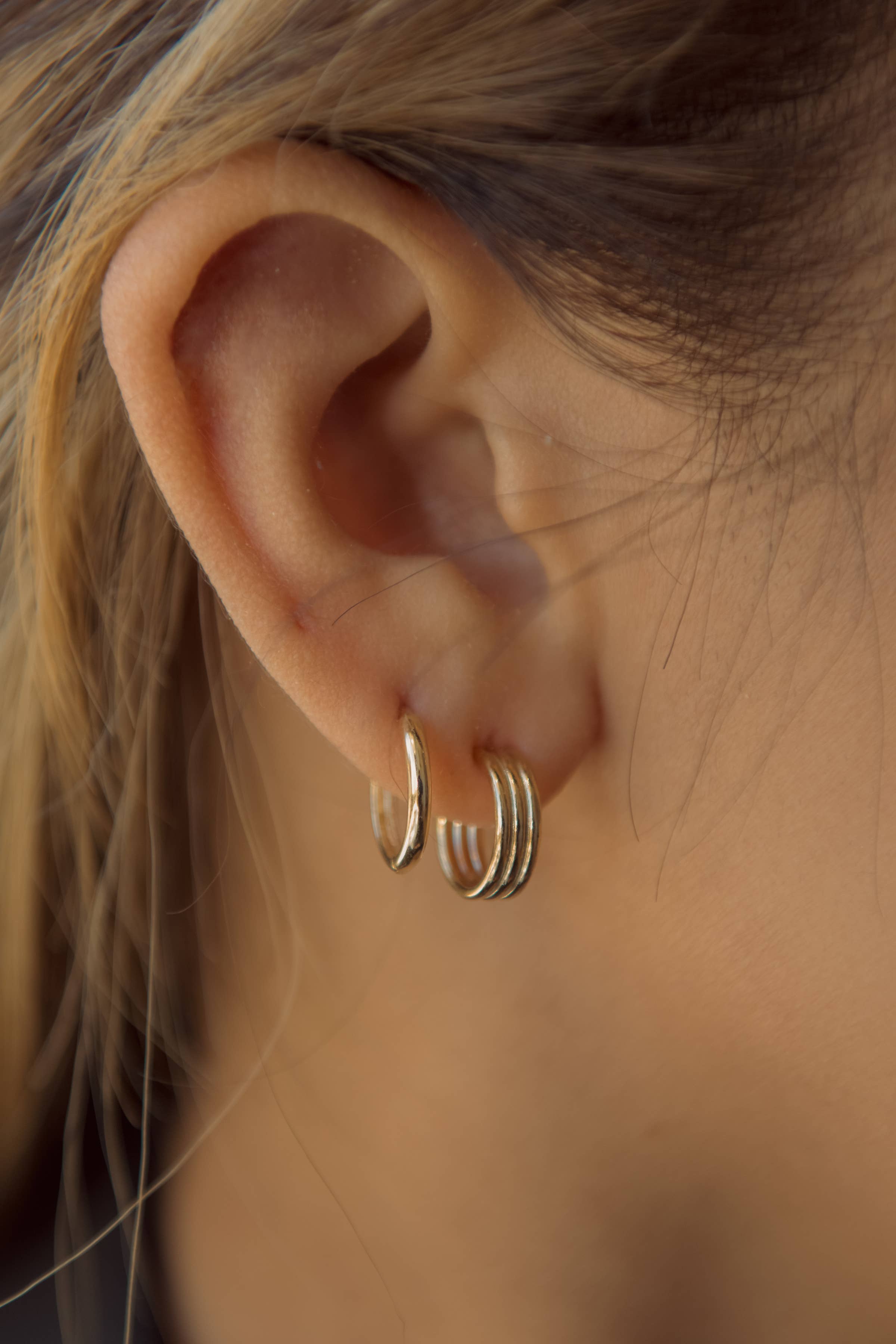 Ofina Jewelry - Wholesale Huggie Earrings - Solid Gold Thin Huggies - PAIR9