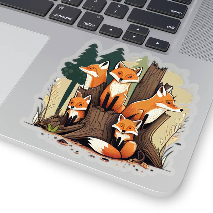 Waterproof Vinyl Sticker - Woodland Fox Gathering Sticker for wholesale by Smartstead Homestead