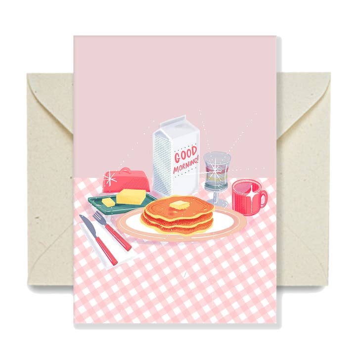Bryony Moss Illustration - Wholesale Mother’s Day card - Pancake Breakfast, A6 Greetings Card