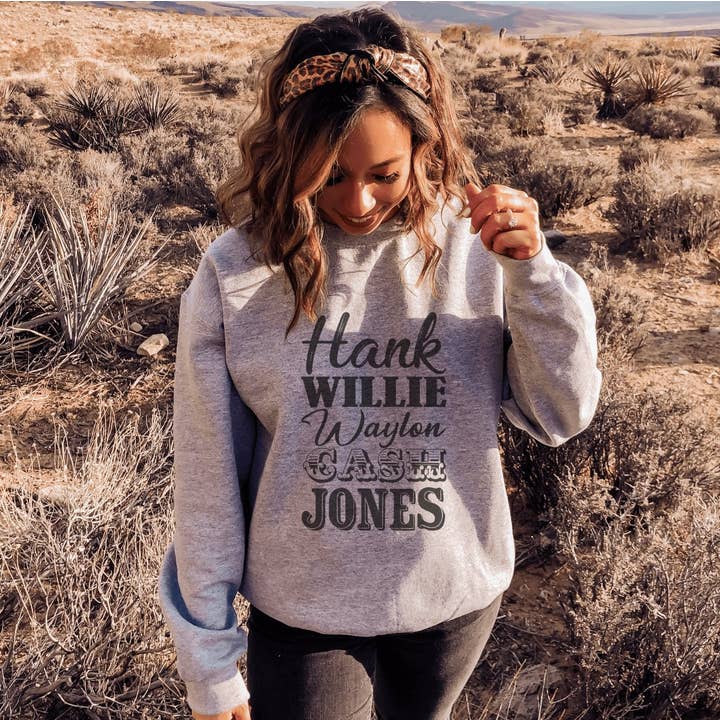 Hank Willie Waylon Cash Jones Crewneck Sweatshirt for wholesale by Trendznmore - Modern Graphic Apparel