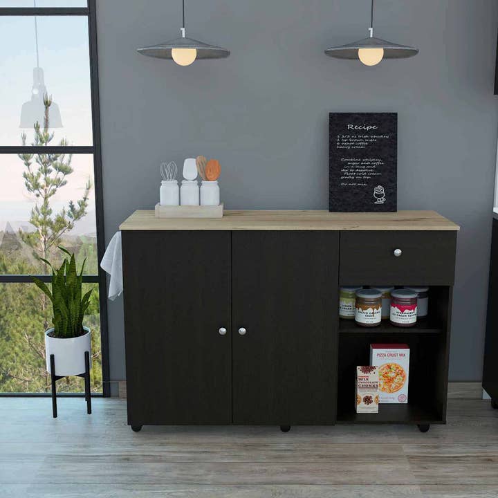TUHOME FURNITURE - Wholesale Kitchen Storage/Organizer - Victoria Kitchen Island Cart Black10