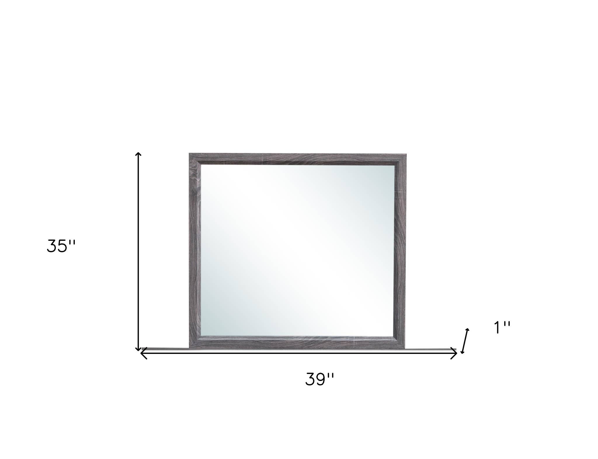 HomeRoots - Wholesale Vanity Mirror - 35" Dark Gray Wood Framed Accent Mirror2