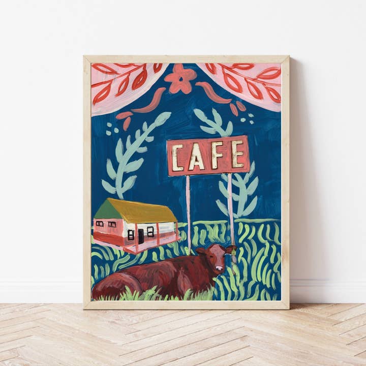 Colorful Hill Country Cow Print for wholesale by El Baker Art