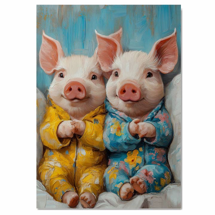 Leitões de Pijama em Estilo Colorido para Tela de Parede de Quarto Infantil por atacado de Art Paradise Studios