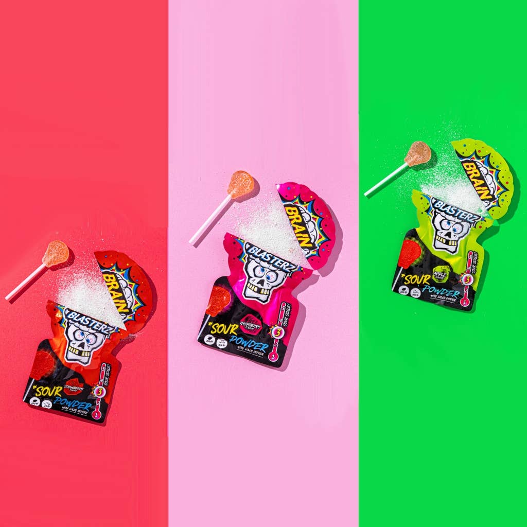 Long Island Candy Factory - Wholesale Lollipop - Brain Blasterz Sour Powder Lollipop Candy 10g 30 ct UK IMPORT0