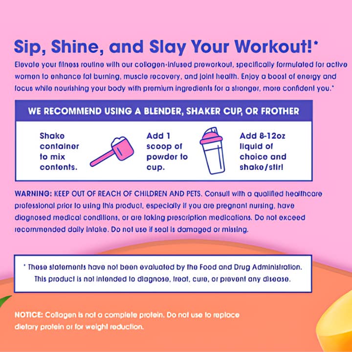 Obvi - Wholesale Powdered Health Drink - Obvi Collagenic Peach Mango Pre-Workout Boost Drink2