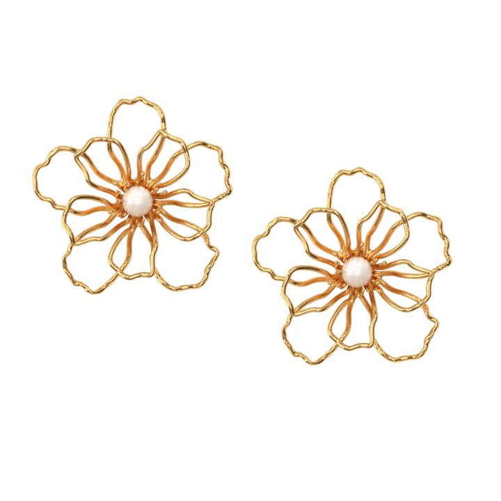 Le Récif Rose Creux Floral avec Perle pour la vente par The Pink Reef