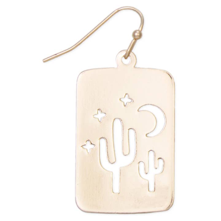 Southwest Nights Gold Cactus Earrings for wholesale by ZAD