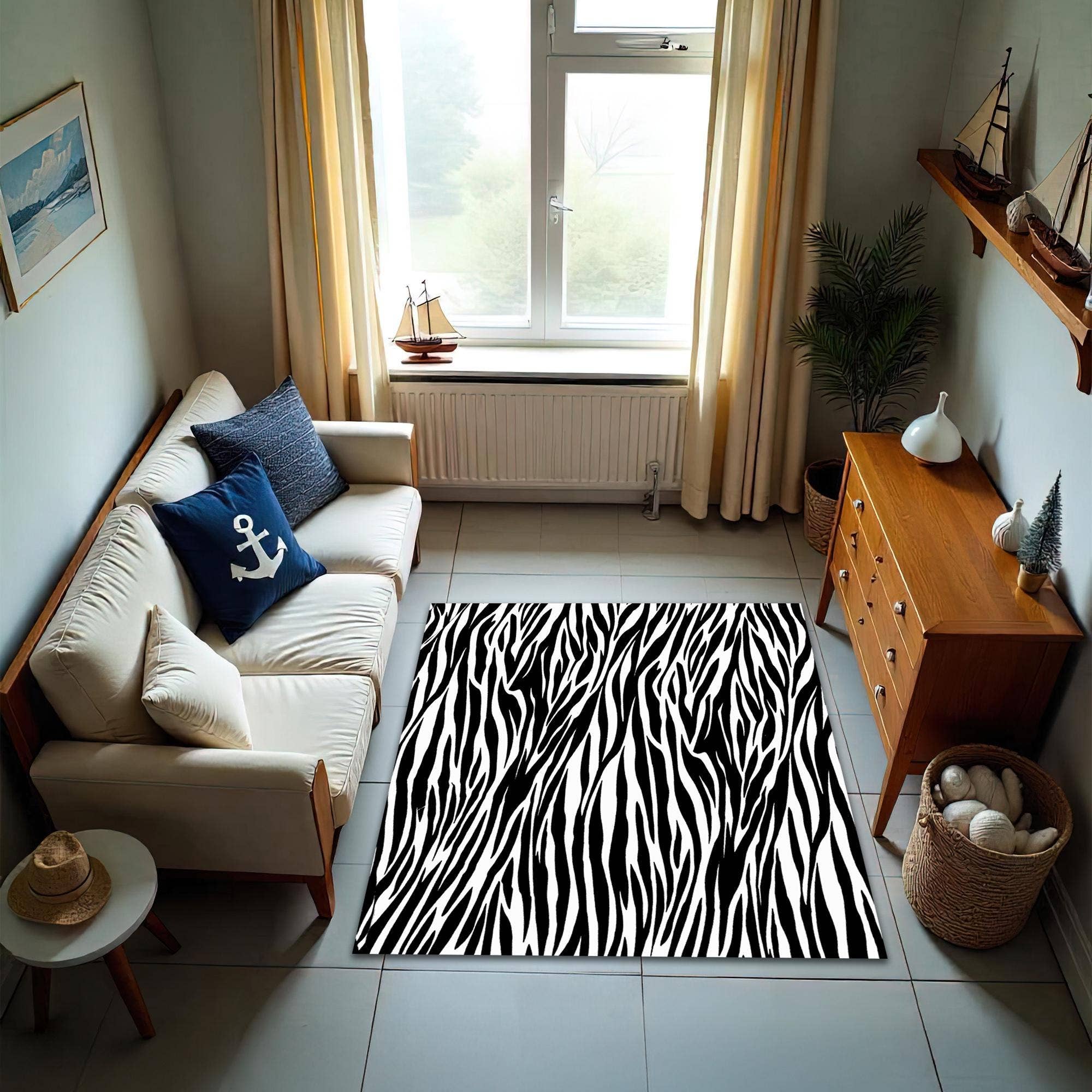 Rugendary Trade LLC - Wholesale Area Rug - Zebra Print Black and White Animal Pattern Rug2