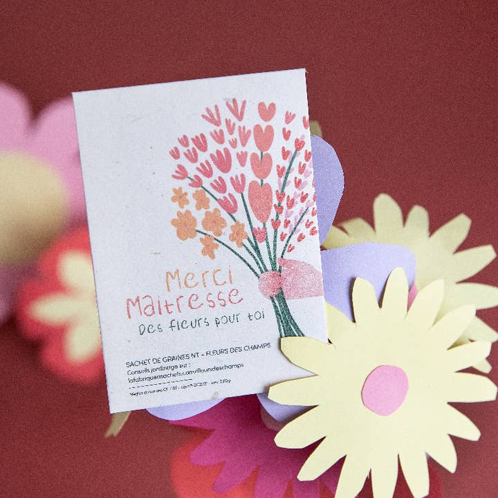 La Fabrique à Sachets - Wholesale Teacher/Back-to-School Card - Thank You Mistress - Wild Flower Seed Bag1