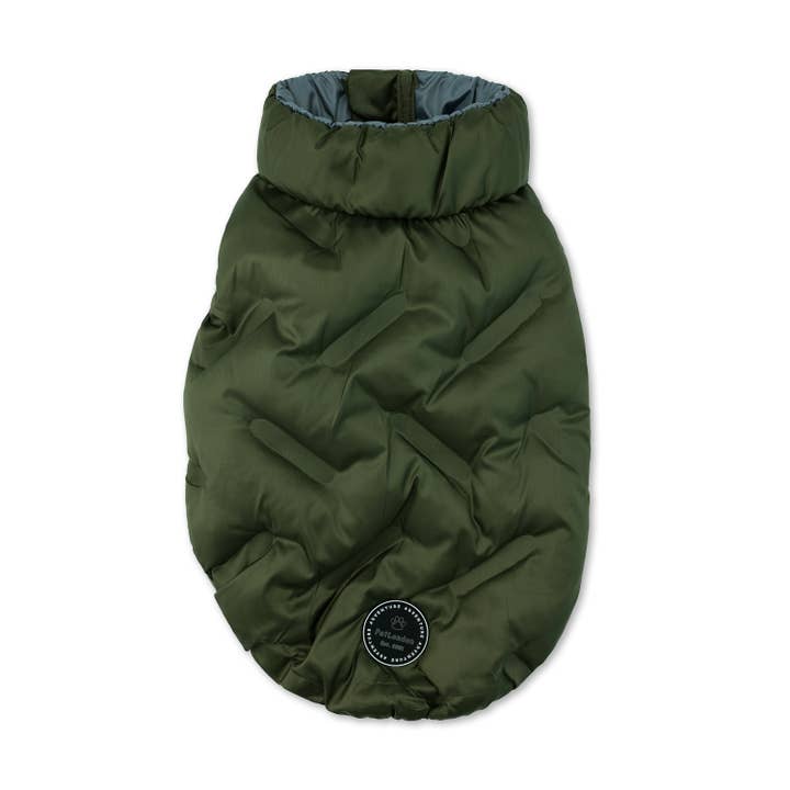 Reversible Dog Puffa Jacket Green-Steel for wholesale by PetLondon