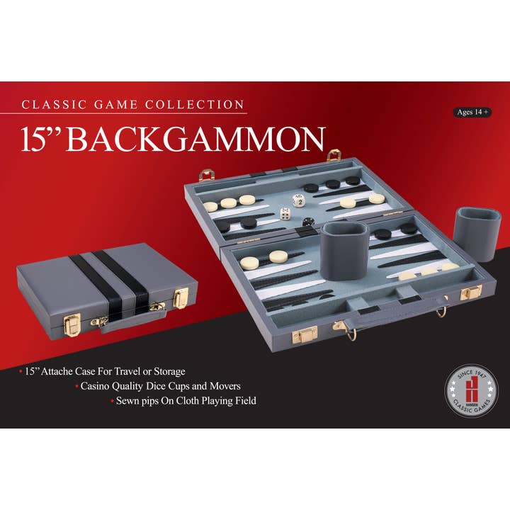 15" Backgammon Attache for wholesale by Hansen Game Gift & Toy Company