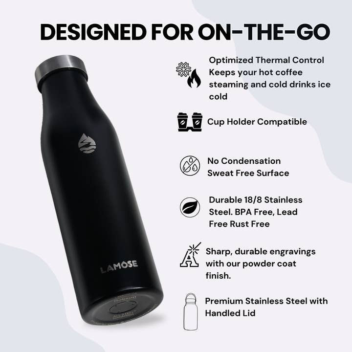 LAMOSE - Wholesale Water Bottle - Custom Logo Engraved Insulated Water Bottle with Handle Lid15