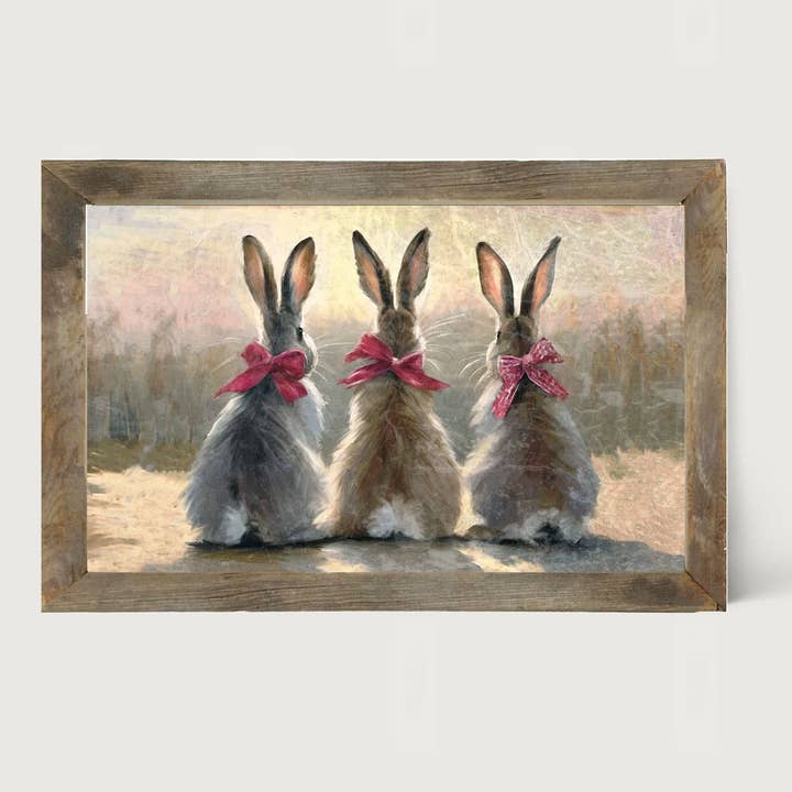 Pink-Bowed Bunnies - Horizontal Frame for wholesale by ginger blue