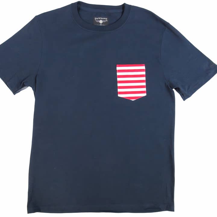 Ruddock Shirts – wholesale T-shirt – men's – Flying R Ranchwear - Stripe Print - Pocket T-shirt - Made in USA1