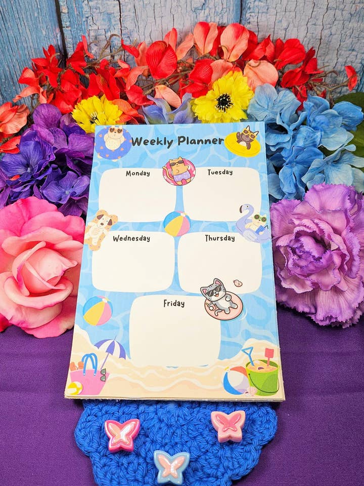 Blocco Note Pianificatore Giornaliero Poolside Pals 5,5" x 8,5" per la vendita all'ingrosso da parte di Autumnmist Boutique