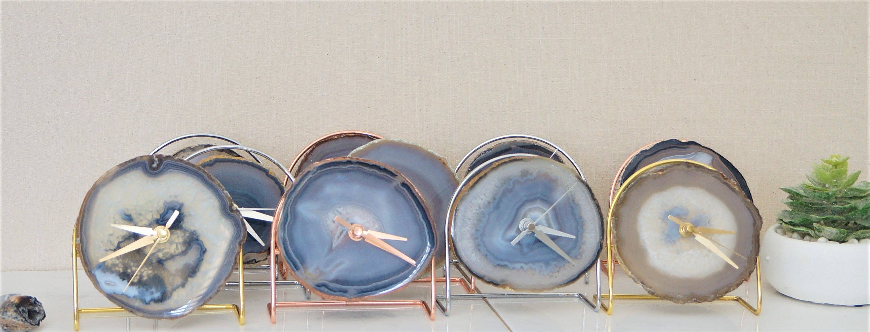 The Crushed Crystal - Wholesale Desk Clock - Wholesale Starter set 9 Grey / White Agate Desk Clocks4