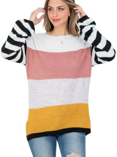 Pull col bateau à rayures mauves lilas moutarde - Paquet de 6 pour la vente par Apparel Candy