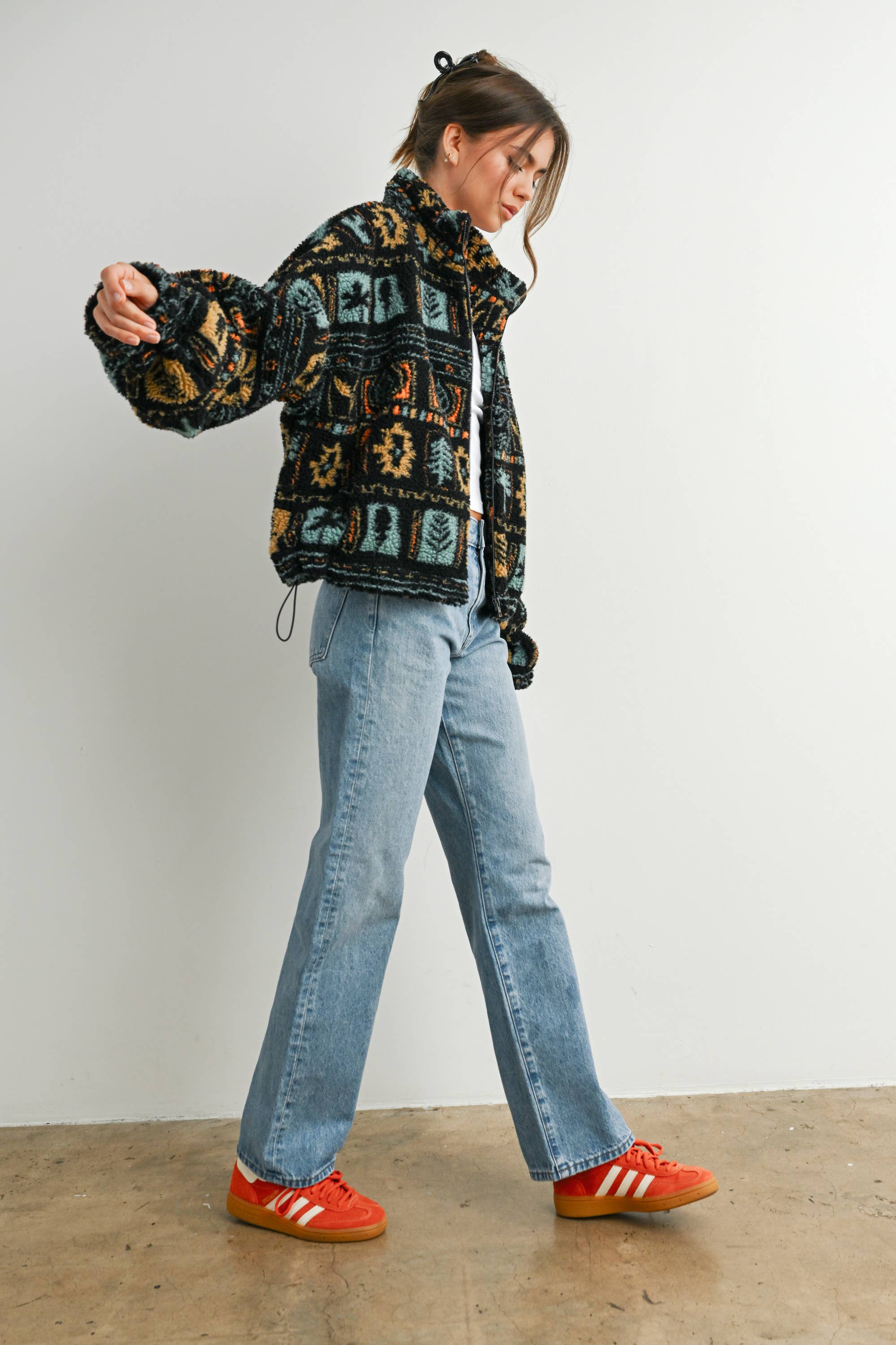 BLACK MULTI Zip-Up Polar Fleece Mock Neck Long Sleeve Jacket - BMJ7842 for wholesale on Faire13