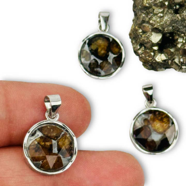 Rock Paradise - Wholesale Individual Charm/Pendant - Sericho Pallasaite Meteorite Crystal Silver Pendant1