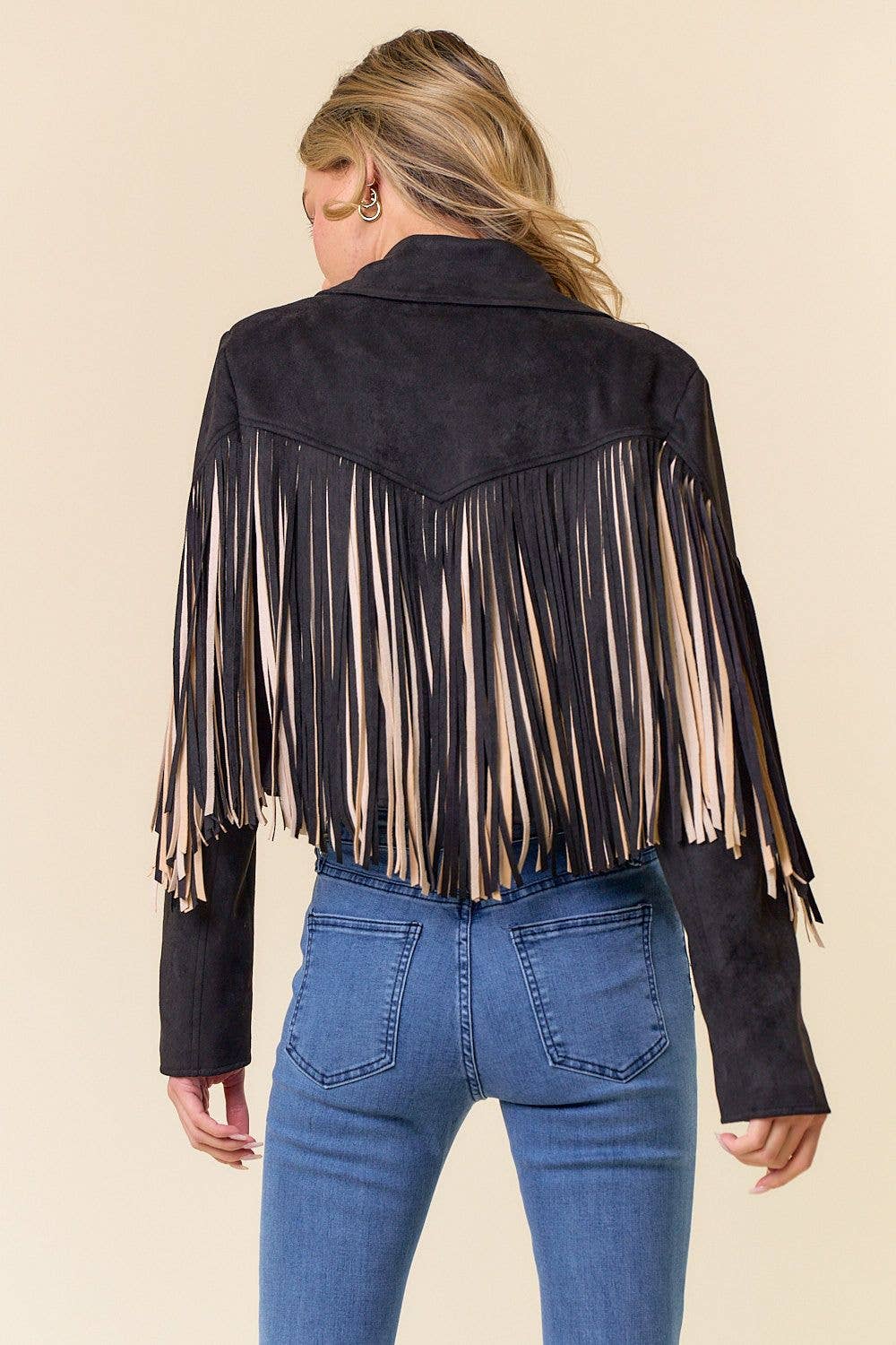 Saints & Hearts – Engroshandel Jakke - Dame – SIJ5279ABLACK FLERFARVET FRINGE ÅBEN FRONTJAKKE (Kopi (C6