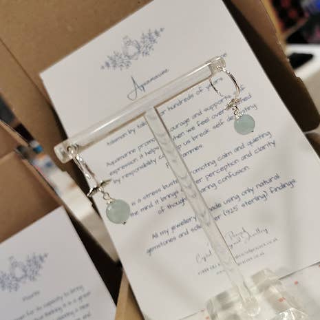 Brincos de asa de anjo água-marinha por atacado de Rachel Peacock Crystal Healing and Jewellery