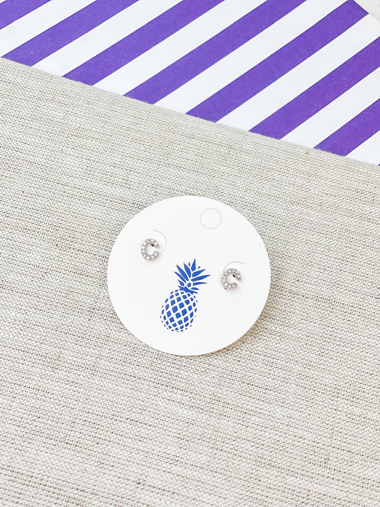 Prep Obsessed Wholesale - Wholesale Stud/Post Earrings - Cubic Zirconia Initial Stud Earrings- White Gold1