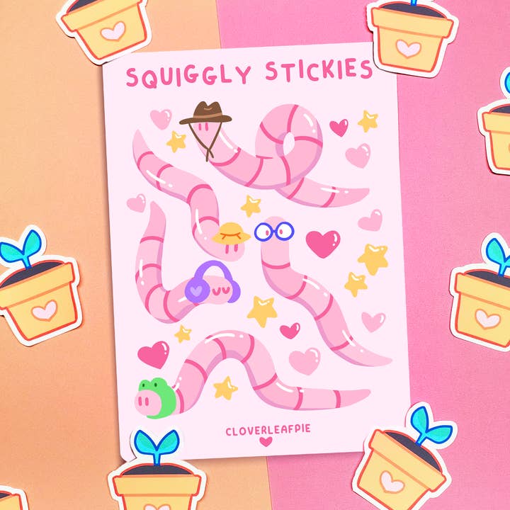 Feuille d'autocollants Worm pour la vente par Cloverleafpie