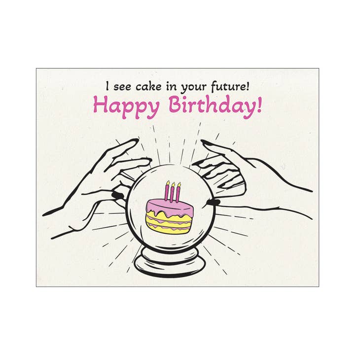 Carte de vœux d'anniversaire boule de cristal pour la vente par Lady Pilot Letterpress