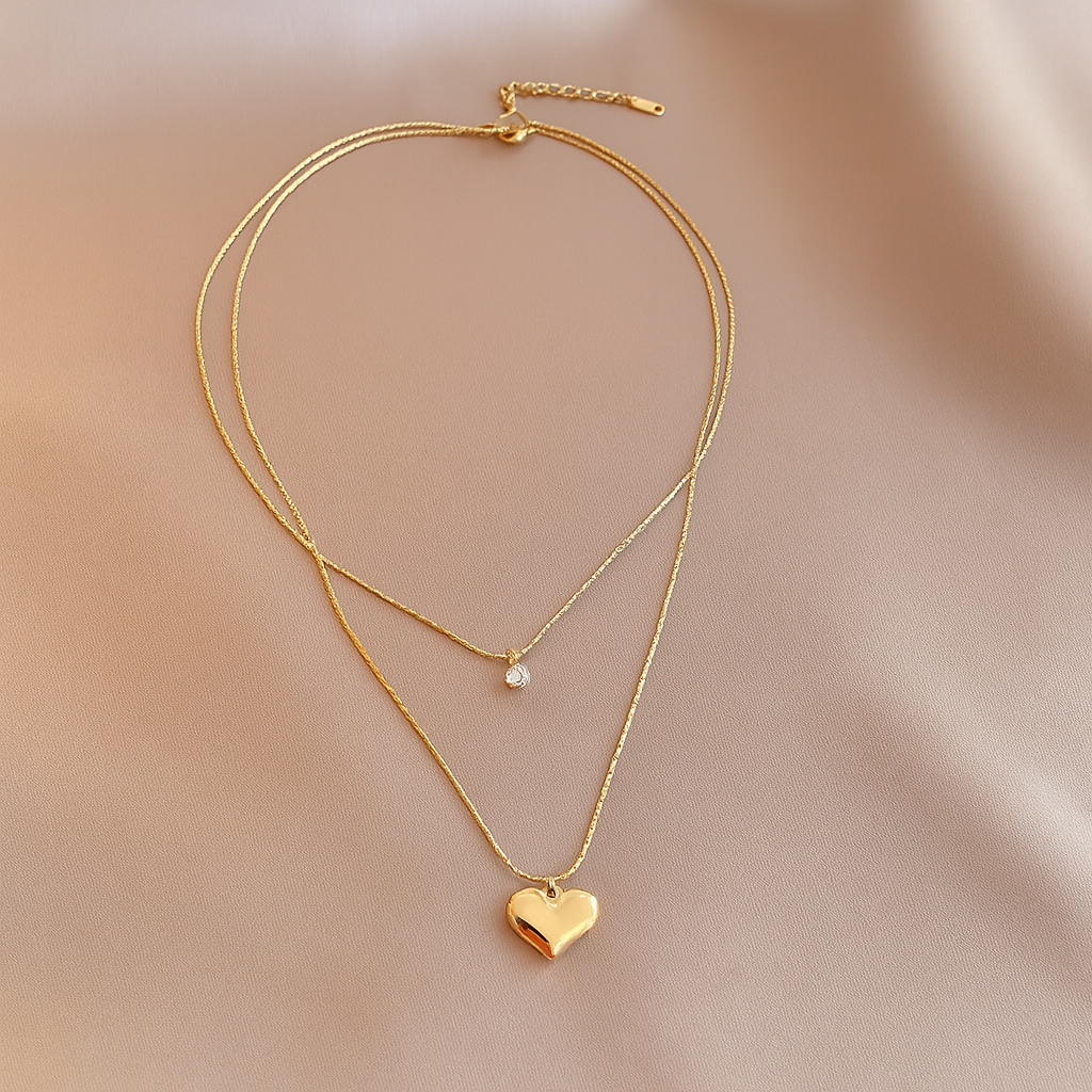 Gemscape UK – wholesale Link & chain necklace – Layered Gold Heart Pendant Necklace for Women – Dainty Gift7