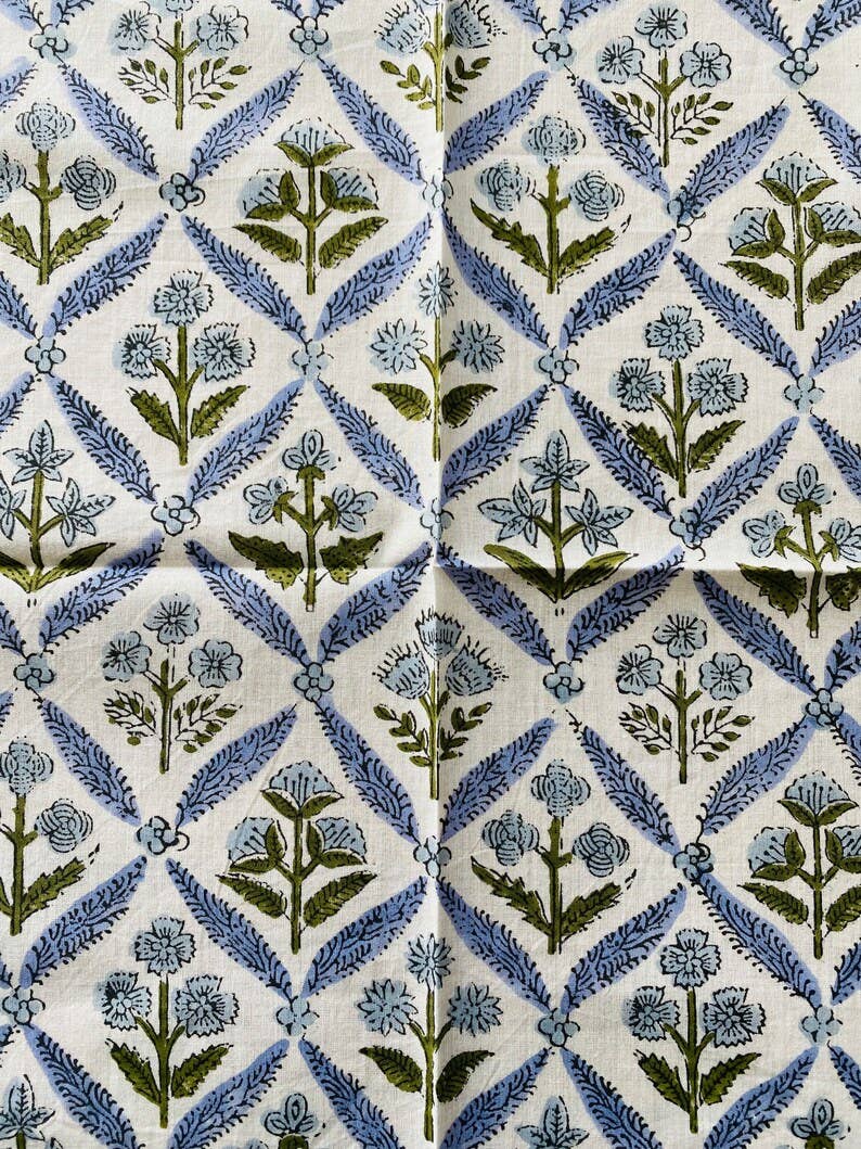 Fabricrush - Wholesale Dinner & Cloth Napkin - Light Steel Blue Printed Cotton Bordered Napkin Home Party7