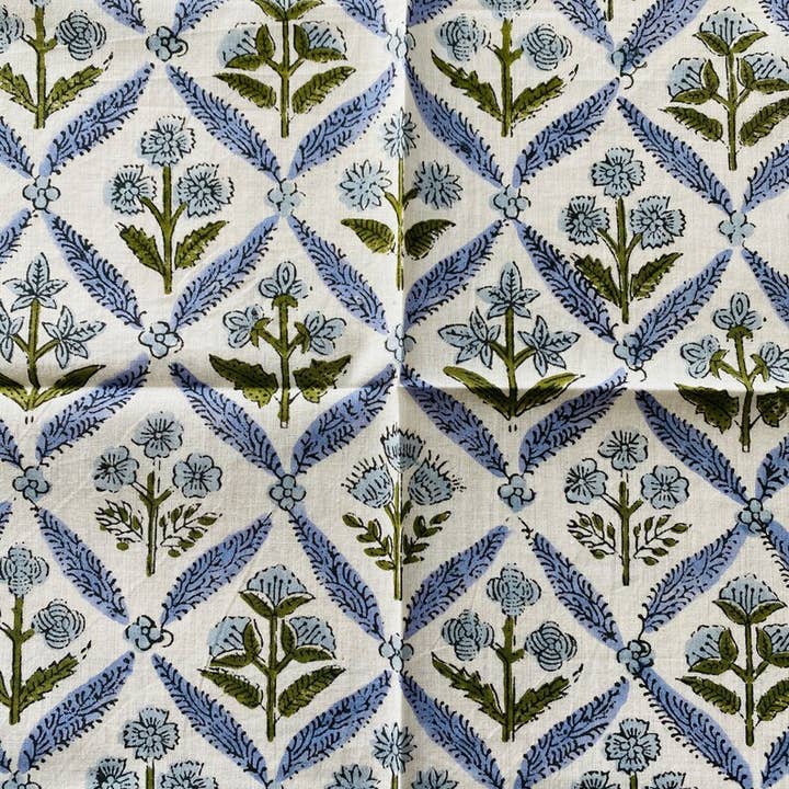 Fabricrush - Wholesale Dinner & Cloth Napkin - Light Steel Blue Printed Cotton Bordered Napkin Home Party7