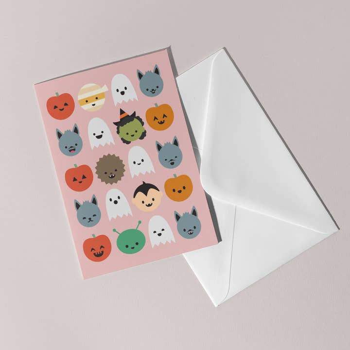 Halloween Faces Greeting Card for wholesale by Mint Parcel
