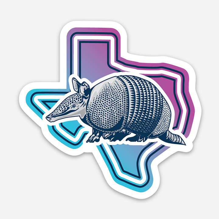 Armadillo Texas Vinyl Sticker for wholesale by Gusto Graphic Tees