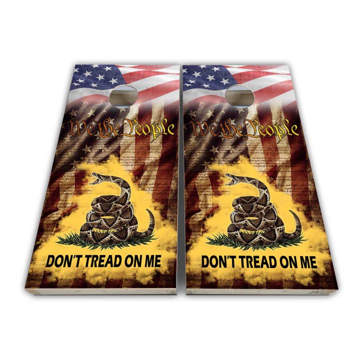 We The People Don't Tread On Me Cornhole Wraps - Cornhole Wraps - Cornhole Skins - Vinyl Wrap - Laminated Set for wholesale by Cornhole Stop, LLC