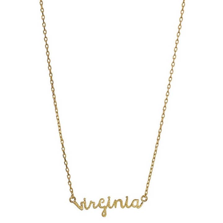VIRGINIA SCRIPT PENDANT NECKLACE for wholesale by Girly