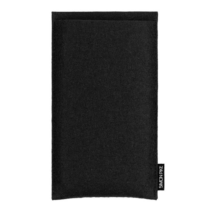 Simon Pike - Wholesale Phone Wallet - Unisex - “Boston” black wool felt mobile phone case