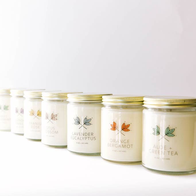Handmade Habitat - Venta al por mayor Velas en tarros - Tarro de vela de cera de soja exclusivo de aloe y té verde