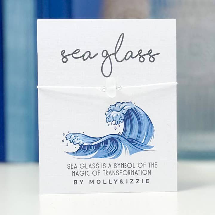 Adjustable Sea Glass Bracelet - White for wholesale by by Molly&Izzie