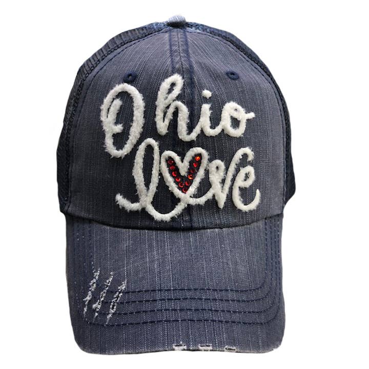 The Alabama Girl - Wholesale Baseball Cap - Women's - Ohio Love White Flock Mesh Cap1