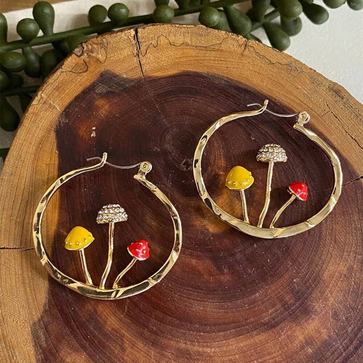 MUSHROOM HOOP EARRING (PAIR) for wholesale by Ashlen