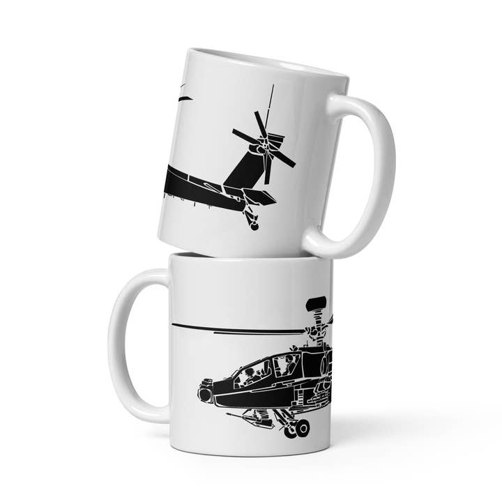 Tasse à café avec hélicoptère d'attaque Apache AH-64 pour la vente par Bellavance Ink