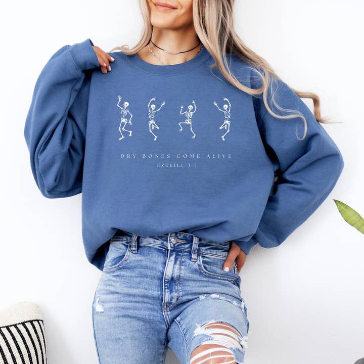 Wholehearted Motherhood and Co. - Wholesale Graphic Sweatshirt - Women's - Dry Bones Come Alive Fall Graphic Sweatshirt - Faith