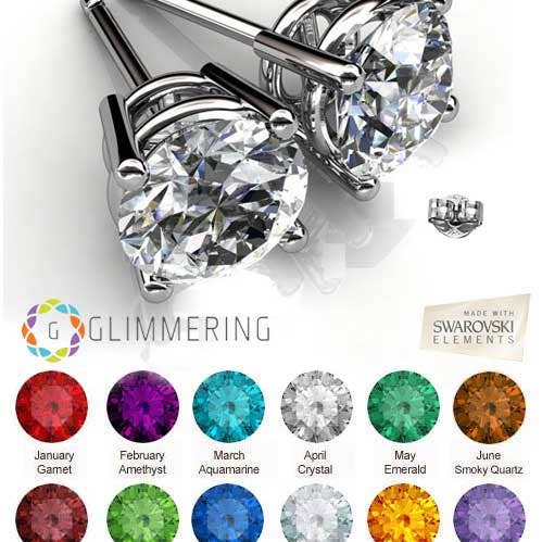 Swarovski Crystal Round Cut Birthstone Stud Earrings for wholesale by Glimmering Handmade