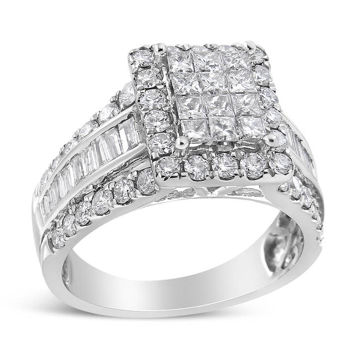 Infinite Jewels – Engroshandel Statementring – 14K guld 2,0 cttw hoved med halo & sidesten diamant ring0